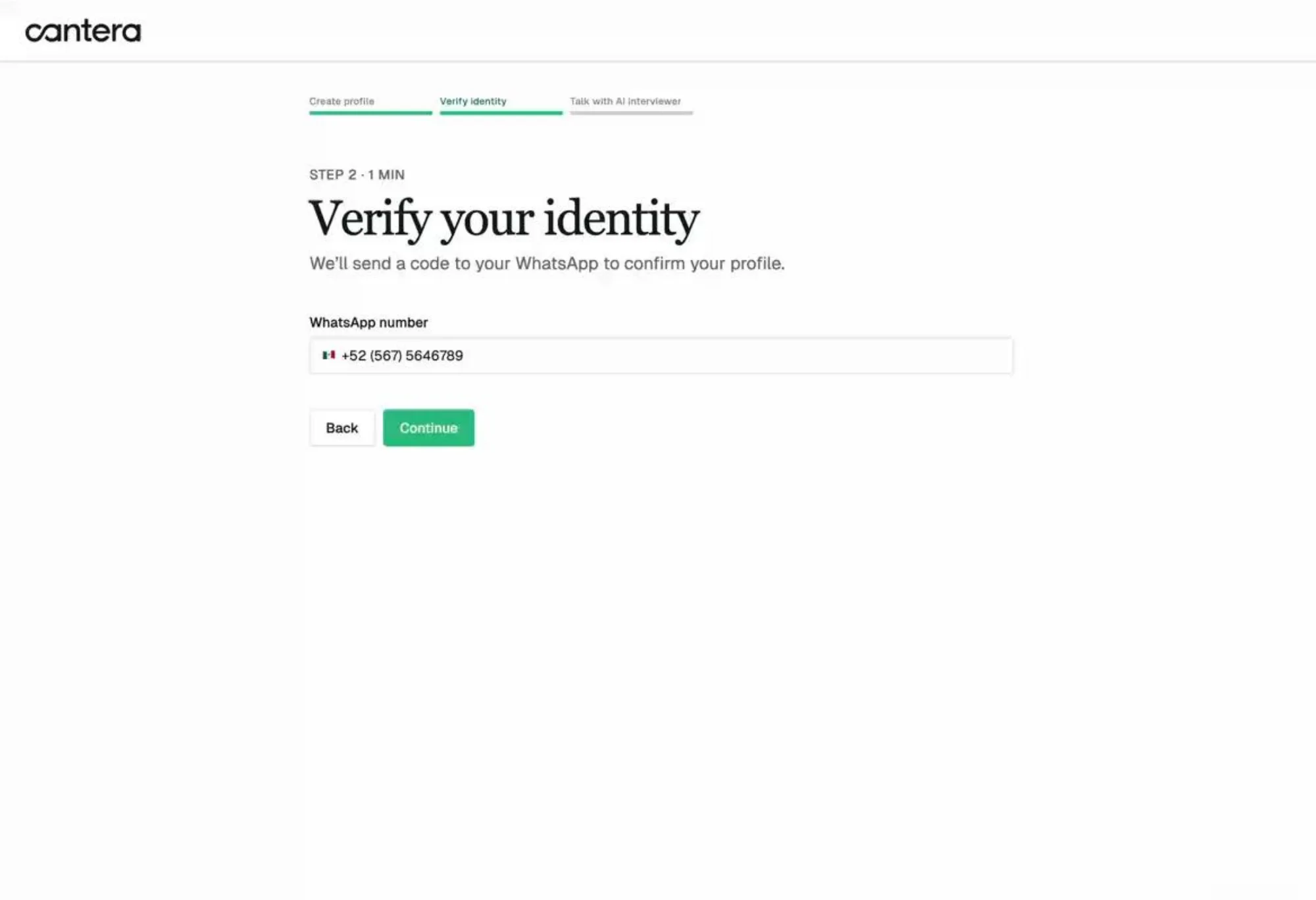 Verify your identity with a WhatsApp code