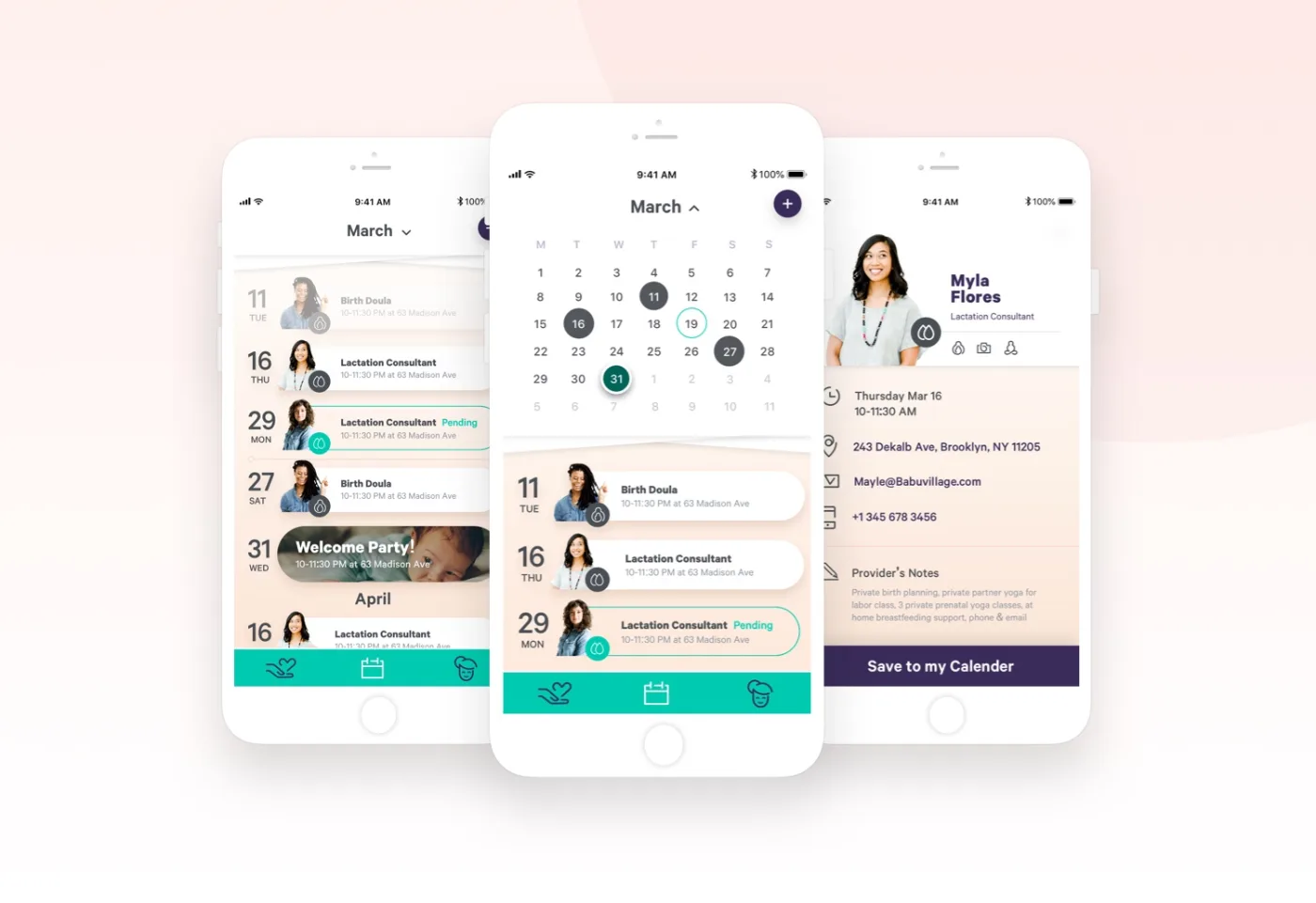 Calendar screens