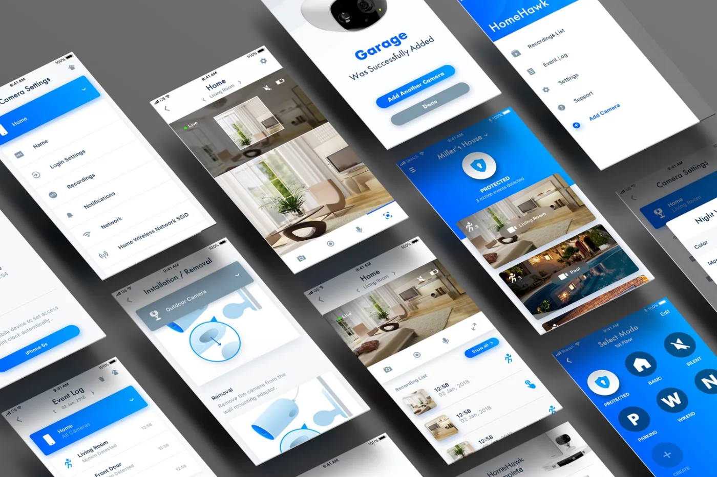 HomeHawk app screens