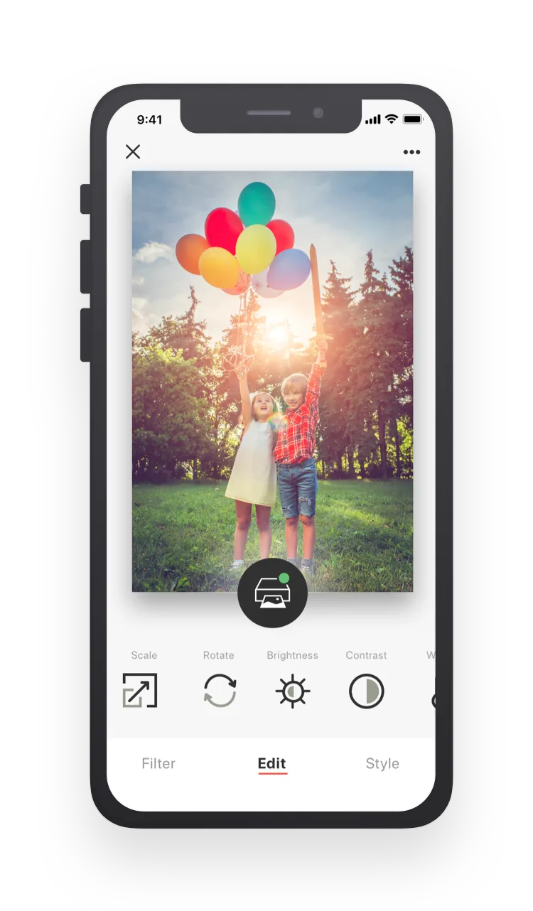 Edit photo screen