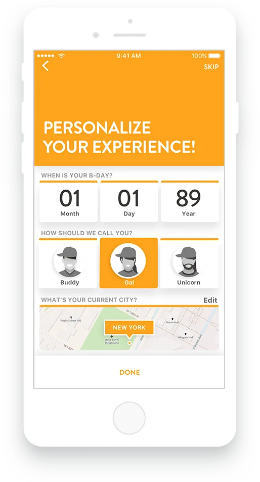 Profile screen