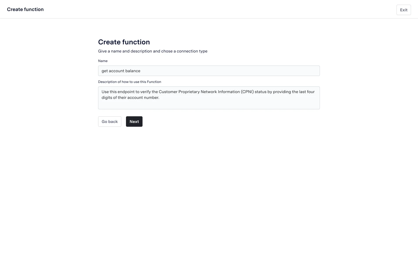 Create function: name and a description of how to use it